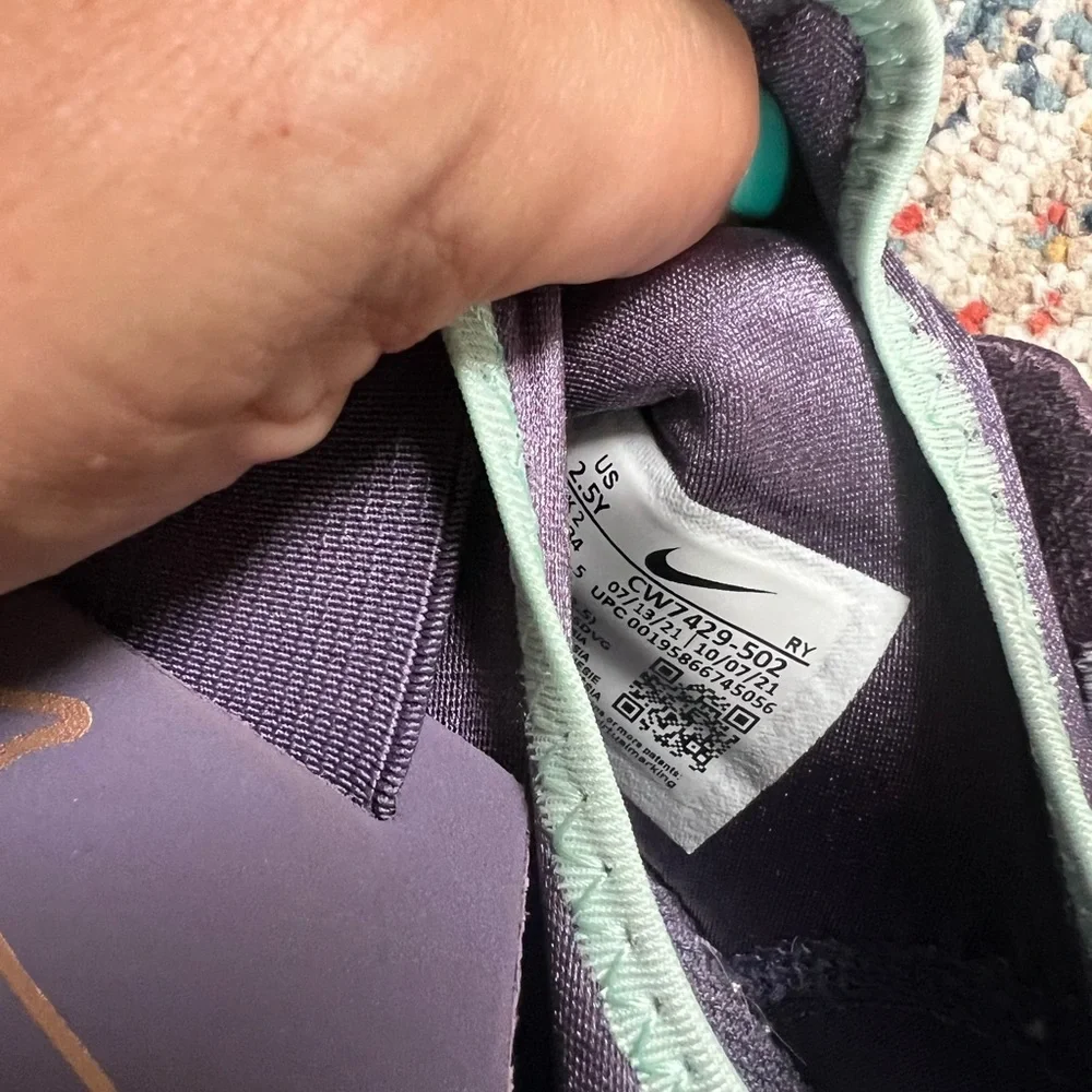Nike Sneakers in Purple and Green with Slip-On Design and High Collar